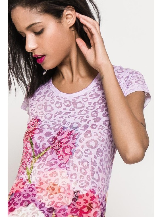 t-shirt burn out fleurs - col rond