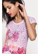 t-shirt burn out fleurs - col rond