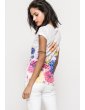 t-shirt burn out fleurs - col V