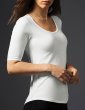 Deep scoop neck, half sleeves tee shirt