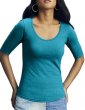 Deep scoop neck, half sleeves tee shirt