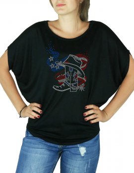 American Boot - t-shirt femme manches chauve souris