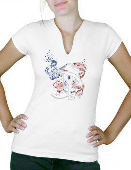 American boot- T-shirt femme Col V