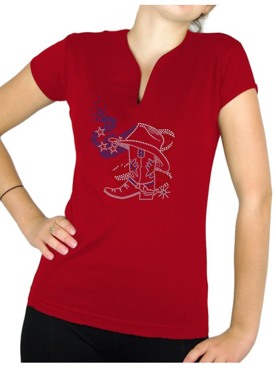 American boot- T-shirt femme Col V