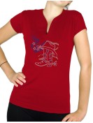 American boot- T-shirt femme Col V