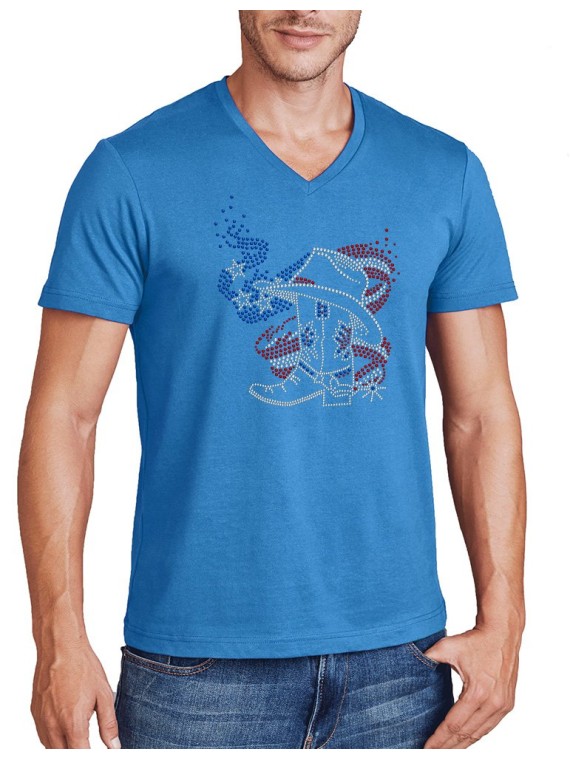 American boot - Man tee shirt  V neck