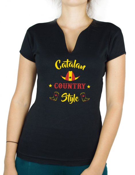 Catalan country style - T-shirt femme Col V