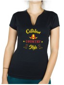 Catalan country style - T-shirt femme Col V