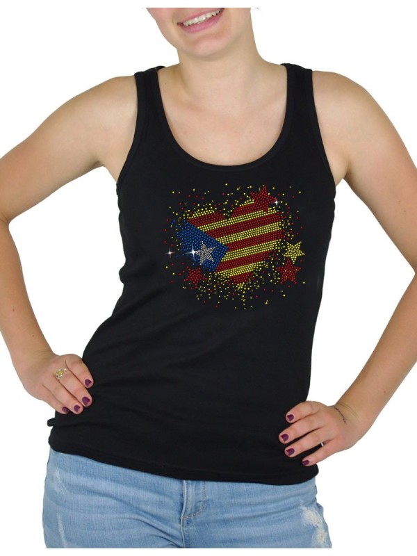 Catalan Rhinestone Heart - Lady Tank top