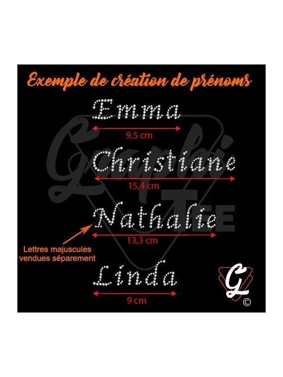 Transferts strass thermocollant lettres de l'alphabetet