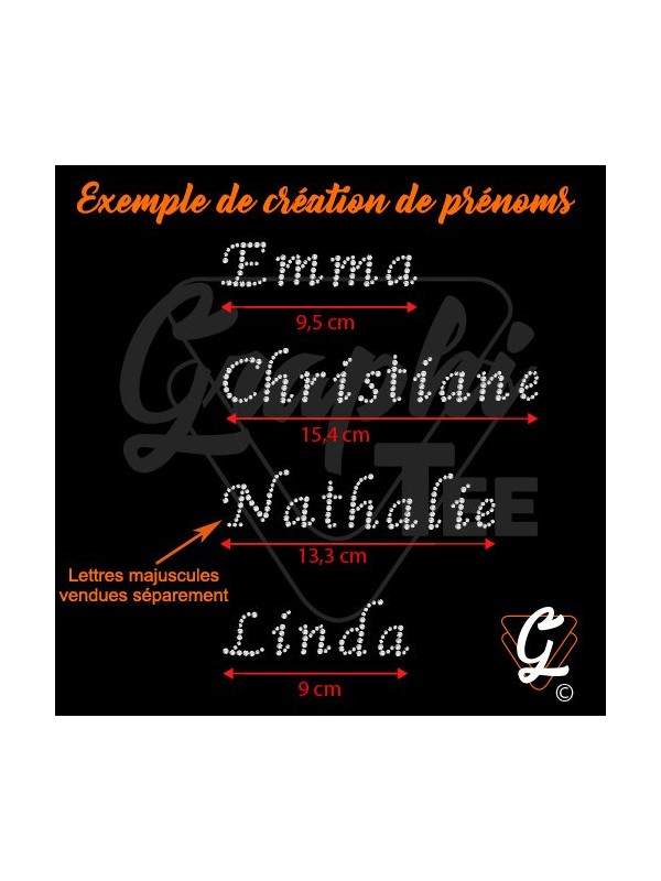 Transferts strass thermocollant lettres de l'alphabetet