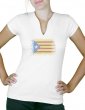 Drapeau catalan en strass- T-shirt femme Col V