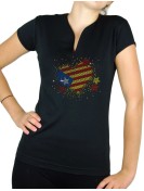 Rhinestone catalan heart - Lady V neck