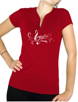 White treble clef- Lady V neck