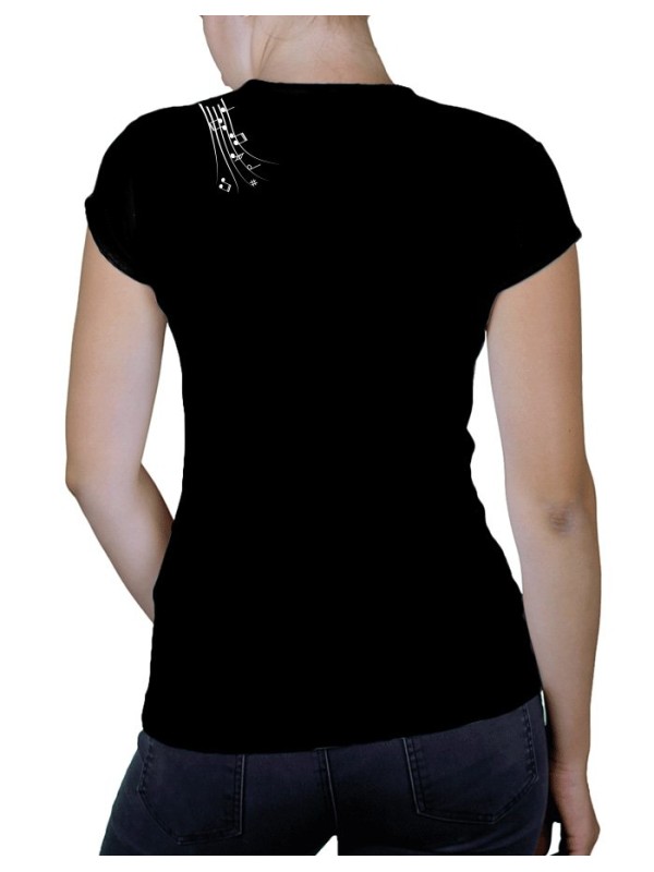 White treble clef- Lady V neck