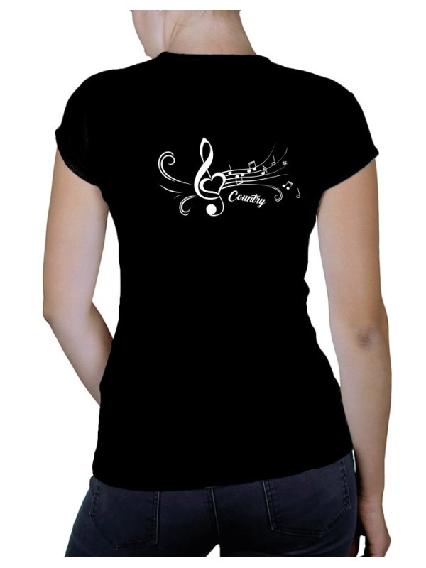 Clé de sol Coeur - T-shirt femme Col V