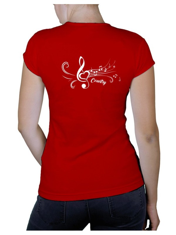 Clé de sol Coeur - T-shirt femme Col V