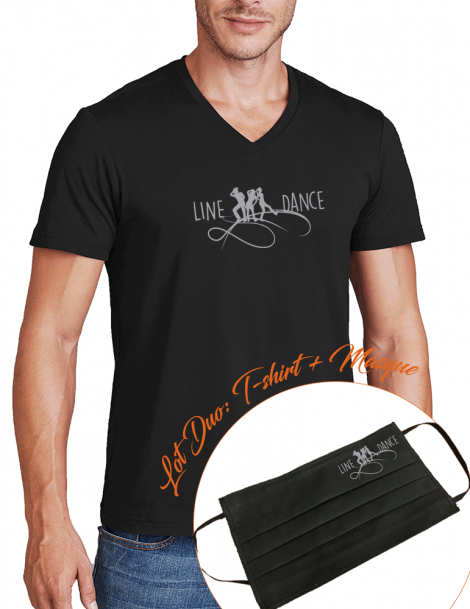 Line dance - packaging mask & man v neck tee shirt