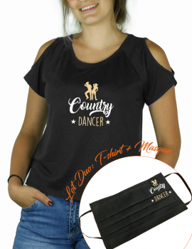 Country dancer - LOT DUO Tee shirt epaule cut et masque
