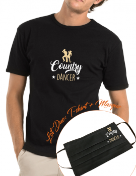 Country dancer-LOT DUO Tee shirt homme et masque assorti