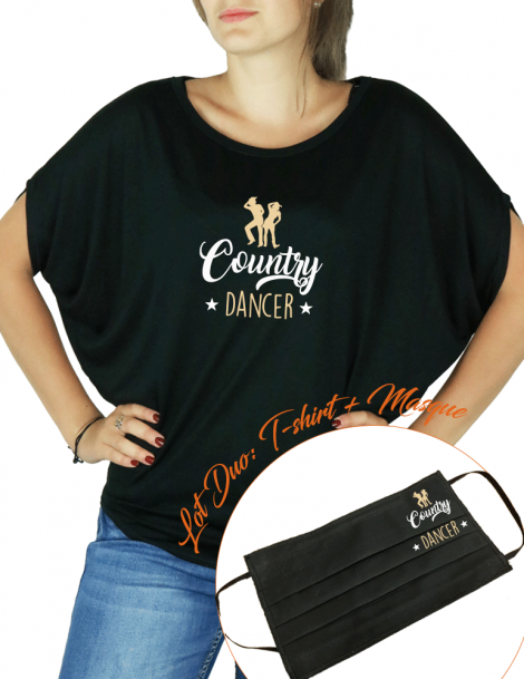 Country dancer - LOT DUO Tee shirt Chauve souris et masque