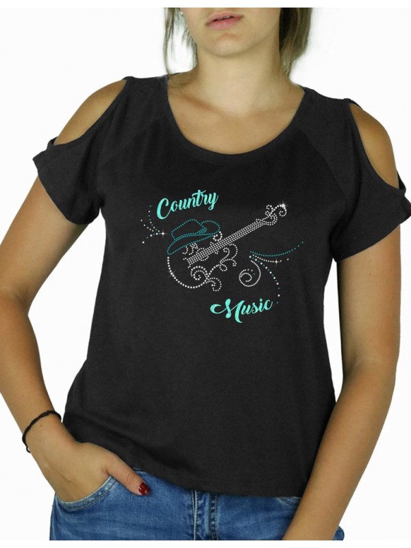 Guitar arabesque - Cut Out Shoulder tee shirt