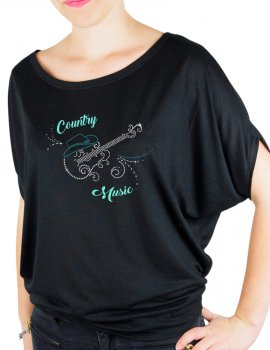 Guitare arabesque - T-shirt femme Manches Chauve Souris