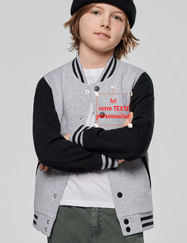 white sleeves children's jacket varsity teddy