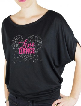 Coeur de musique lINE DANCE- T-shirt femme Manches Chauve Souris