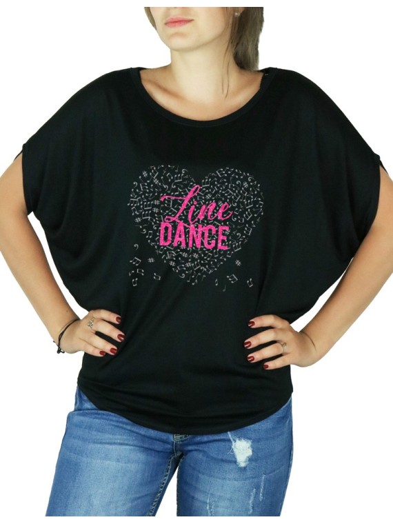 Coeur de musique lINE DANCE- T-shirt femme Manches Chauve Souris