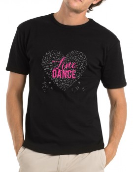 Line dance music heart - Man tee shirt round neck