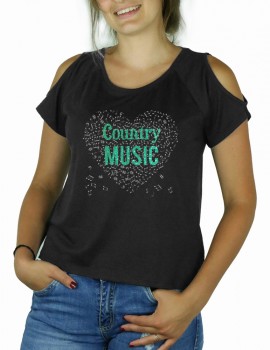 Music heart with COUNTRY- Shoulder cut