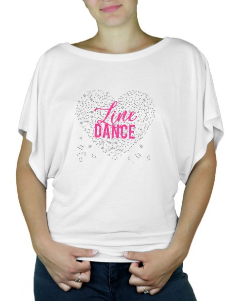 LINE Dance Music Heart - Women's Butterfly Sleeve T-Shirt