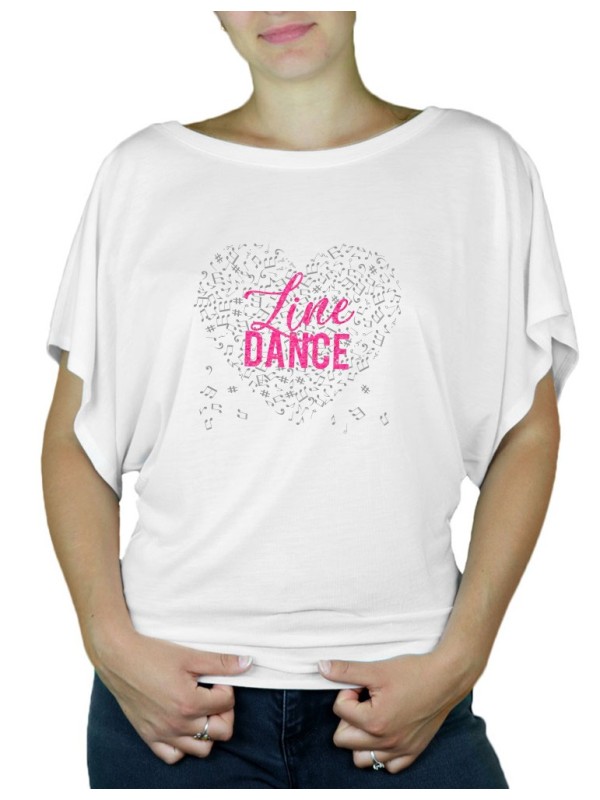 Coeur de musique  LINE Dance - T-shirt femme Manches Papillon