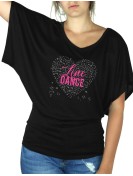 Coeur de musique  LINE Dance - T-shirt femme Manches Papillon