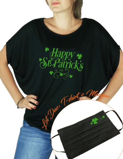 Happy st Patrick - LOT DUO Tee shirt Chauve souris et masque