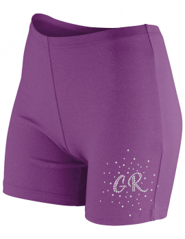 Short poly/élasthane violet - GR strass