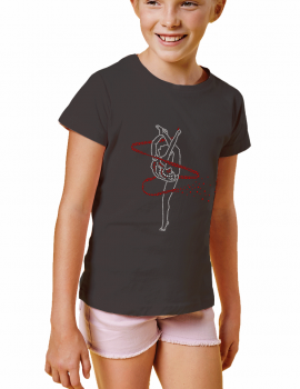 Rhinestone motif Rhythmic gymnastics "ribbon" - Girl's T-shirt