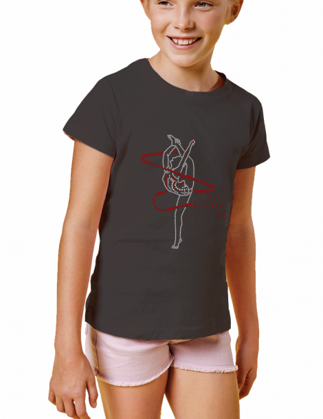 Motif strass Gymnastique rythmique "ruban" - T-shirt Fillette