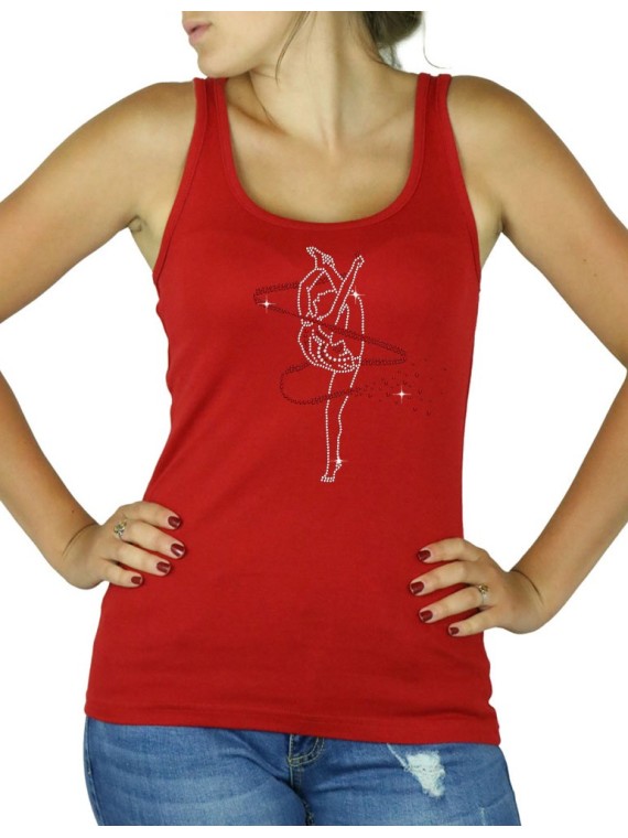 Rythmic Gymnatisc Ribbon rhinetone tank top