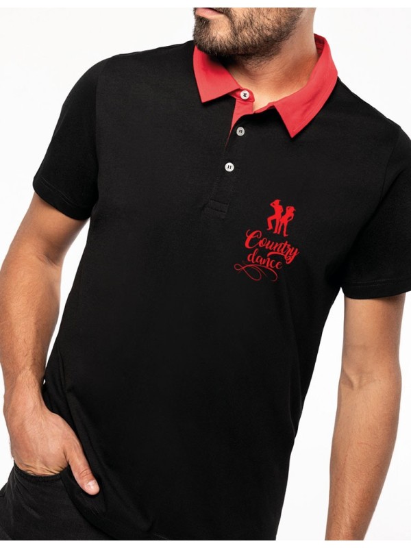 Polo homme jersey col rouge