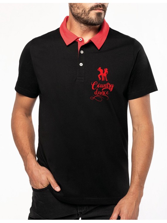 Polo homme jersey col rouge