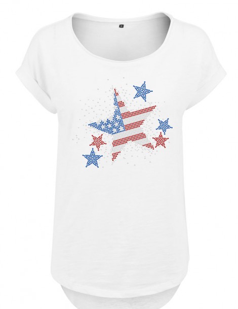 Rhinestone USA- Lady tee shirt Slub tee