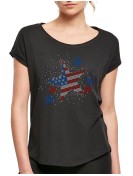 Rhinestone USA- Lady tee shirt Slub tee