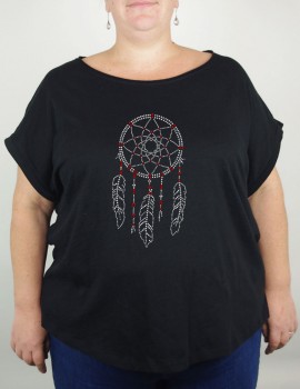 Rhinestone dream catcher - Lady tee shirt Slub tee