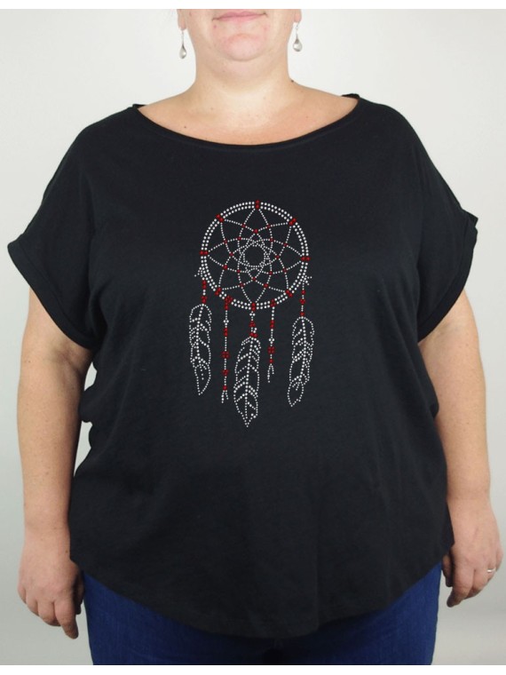 Rhinestone dream catcher - Lady tee shirt Slub tee