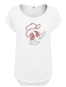 T-shirt femme grande taille avec strass Bottes et chapeau country 