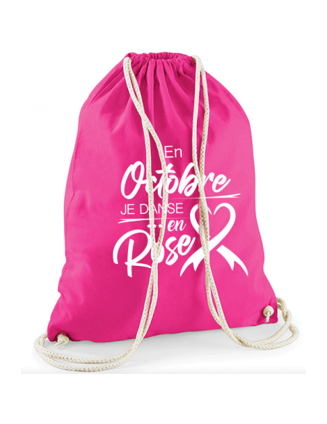 Sac en coton rose - En octobre je danse en rose Sac en coton rose - En octobre je danse en rose