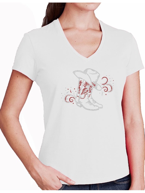 Bottes & arabesques - T-shirt femme Col V CLASSIQUE
