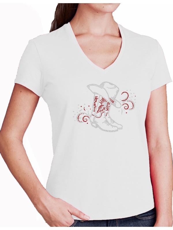 Bottes & arabesques - T-shirt femme Col V CLASSIQUE